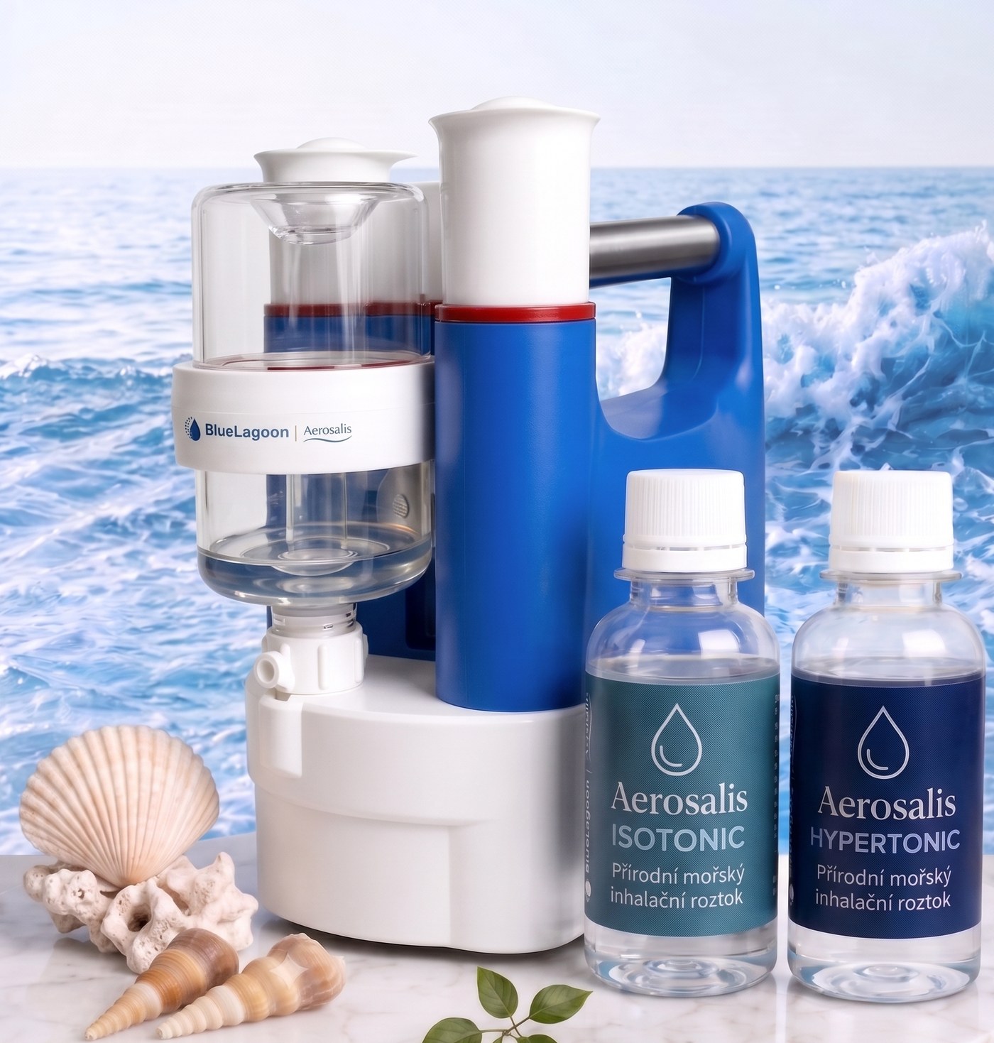 Generátor BlueLagoon s inhalačními roztoky Aerosalis